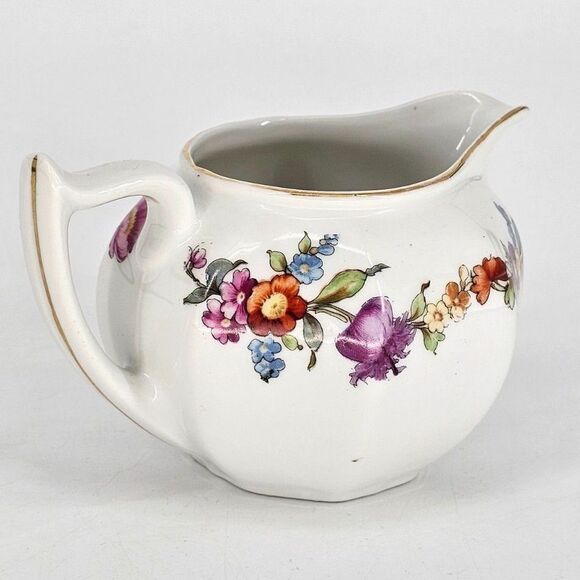 Z.S & Co. Bavaria White Porcelain Creamer Floral Gold Trim - Picture 1 of 8